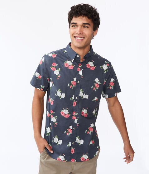 Open Floral Button-Down Shirt Open Floral Button-Down Shirt