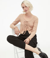 Long Sleeve Double Tie-Front Cropped Cardigan