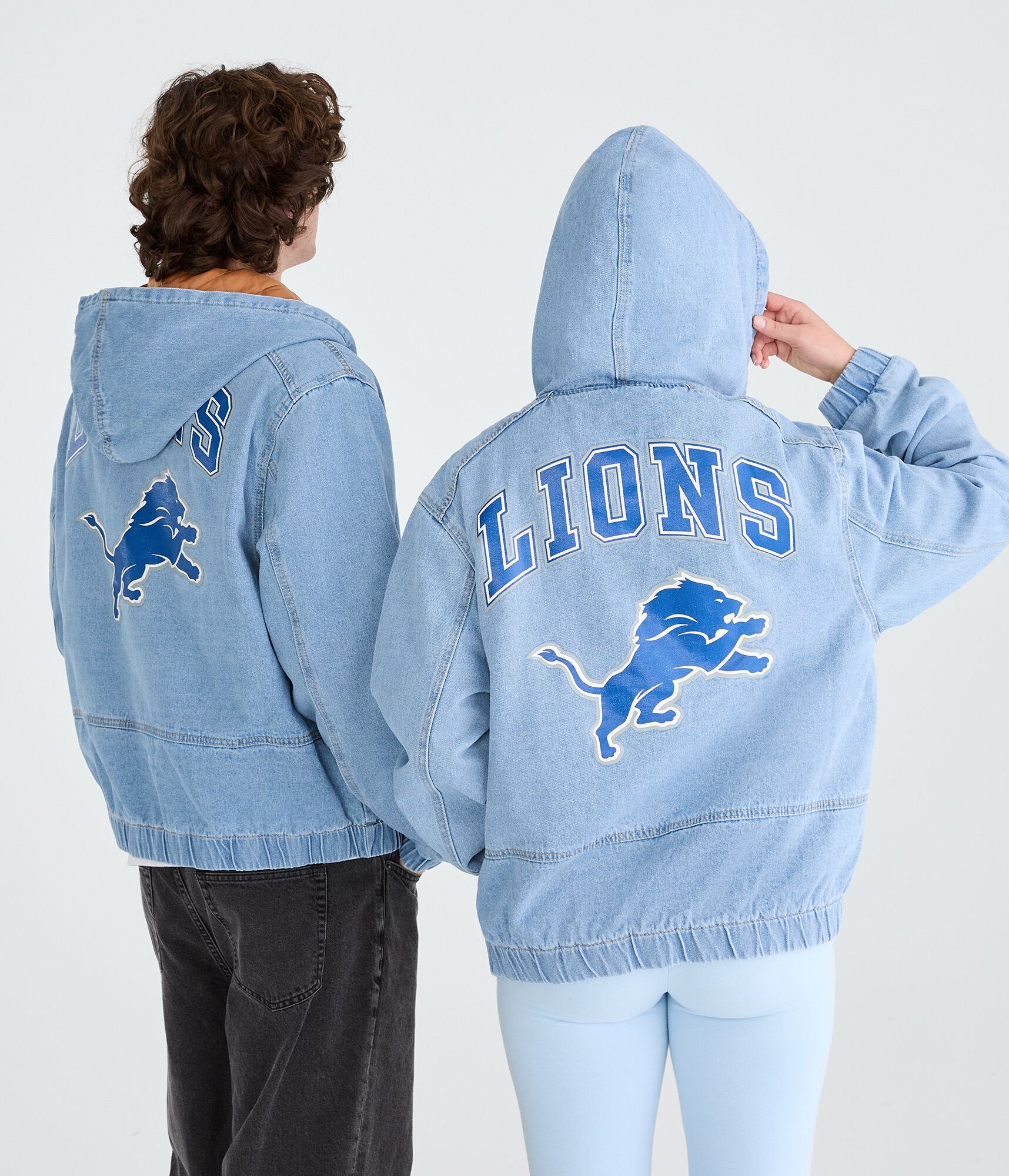 Detroit Lions Full-Zip Hooded Denim Jacket