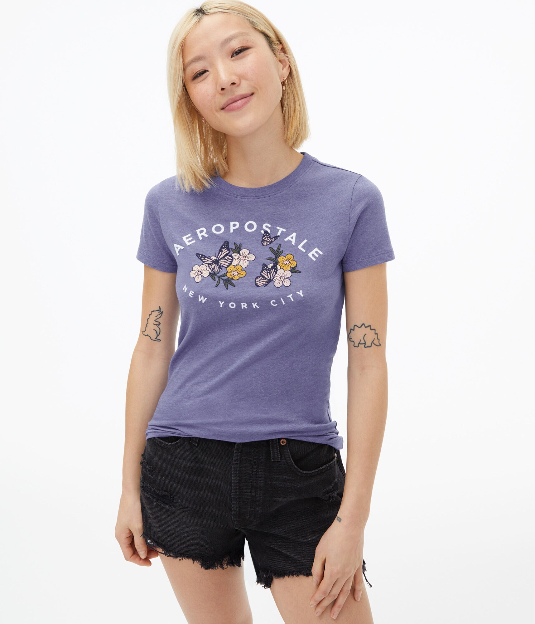 Aeropostale Arch Floral Graphic Tee