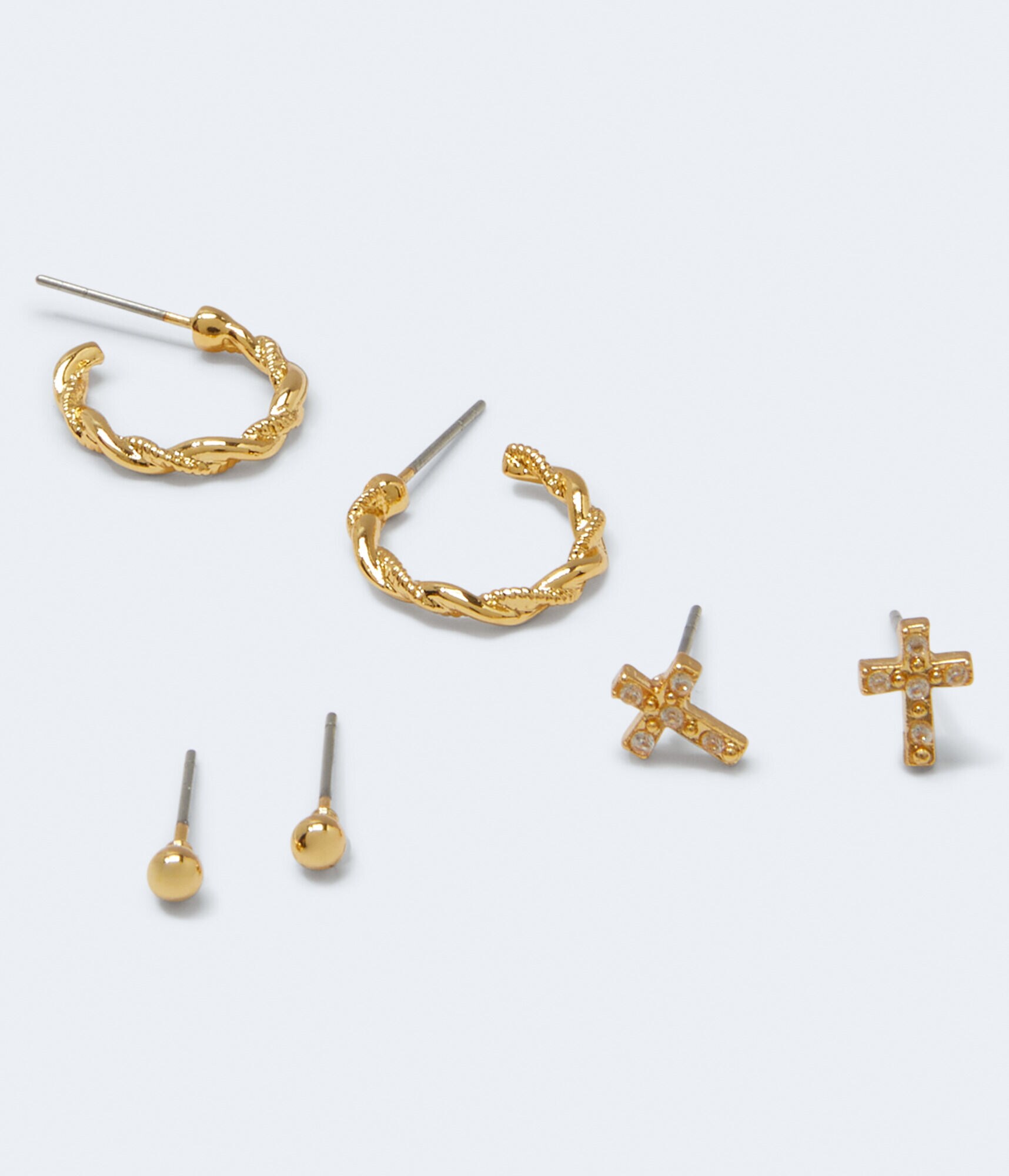 Cross Stud &amp; Hoop Earring 3-Pack