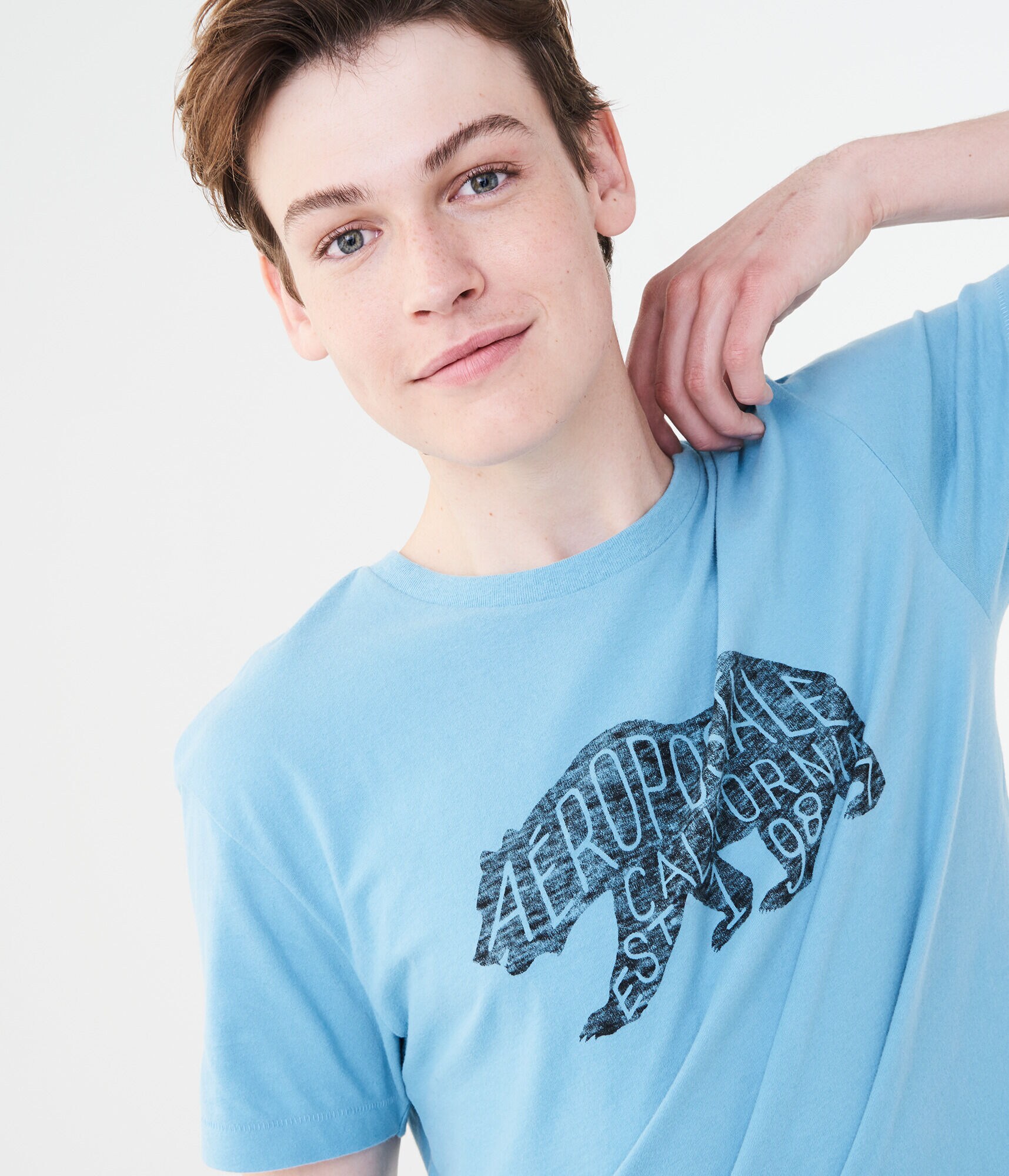 Aeropostale Heathered Bear Graphic Tee