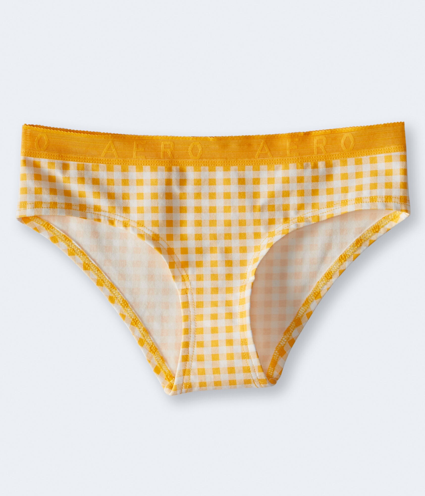 Gingham Mesh-Waist Logo Hipster