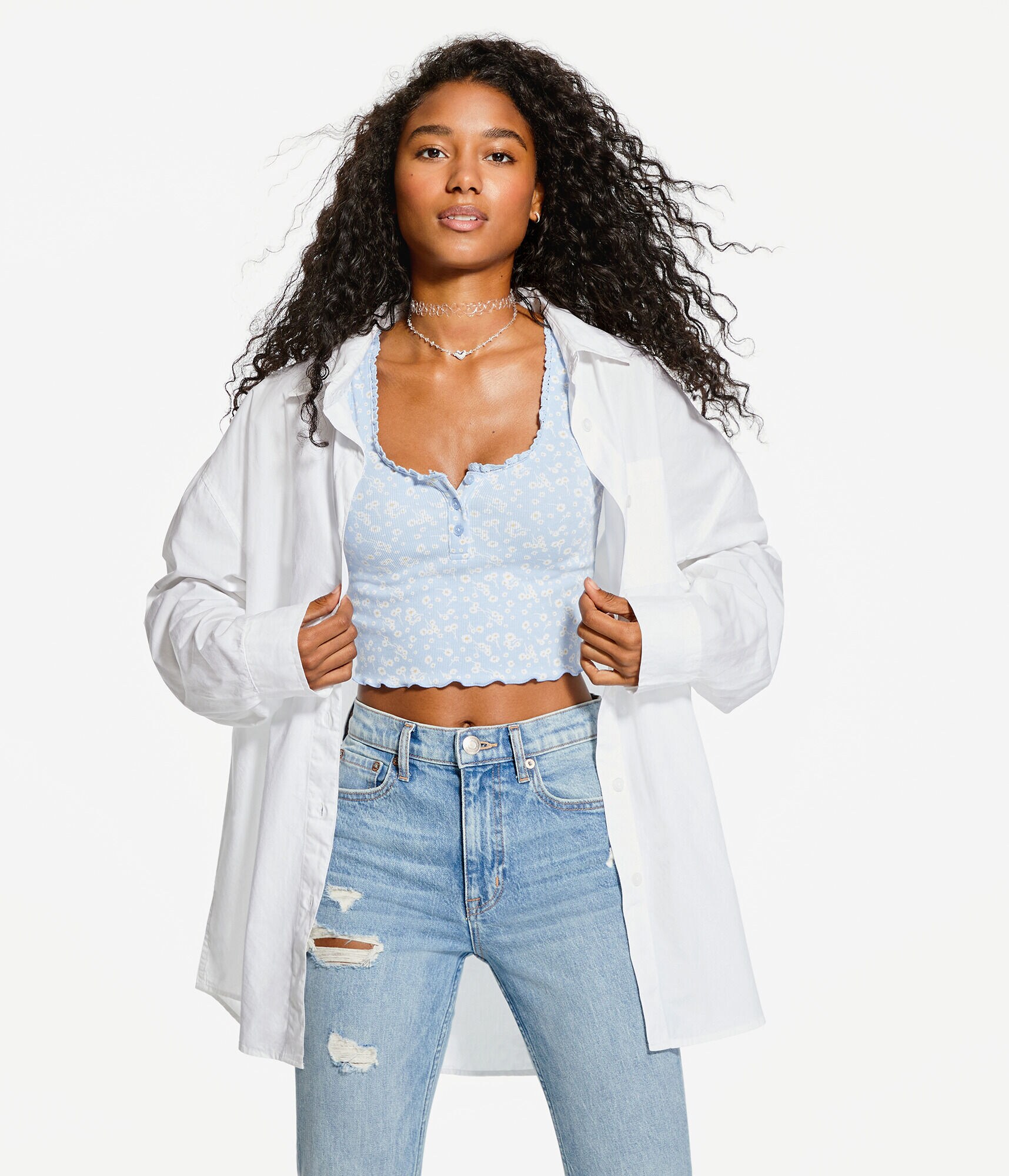 Long Sleeve Poplin Button-Down Dad Shirt