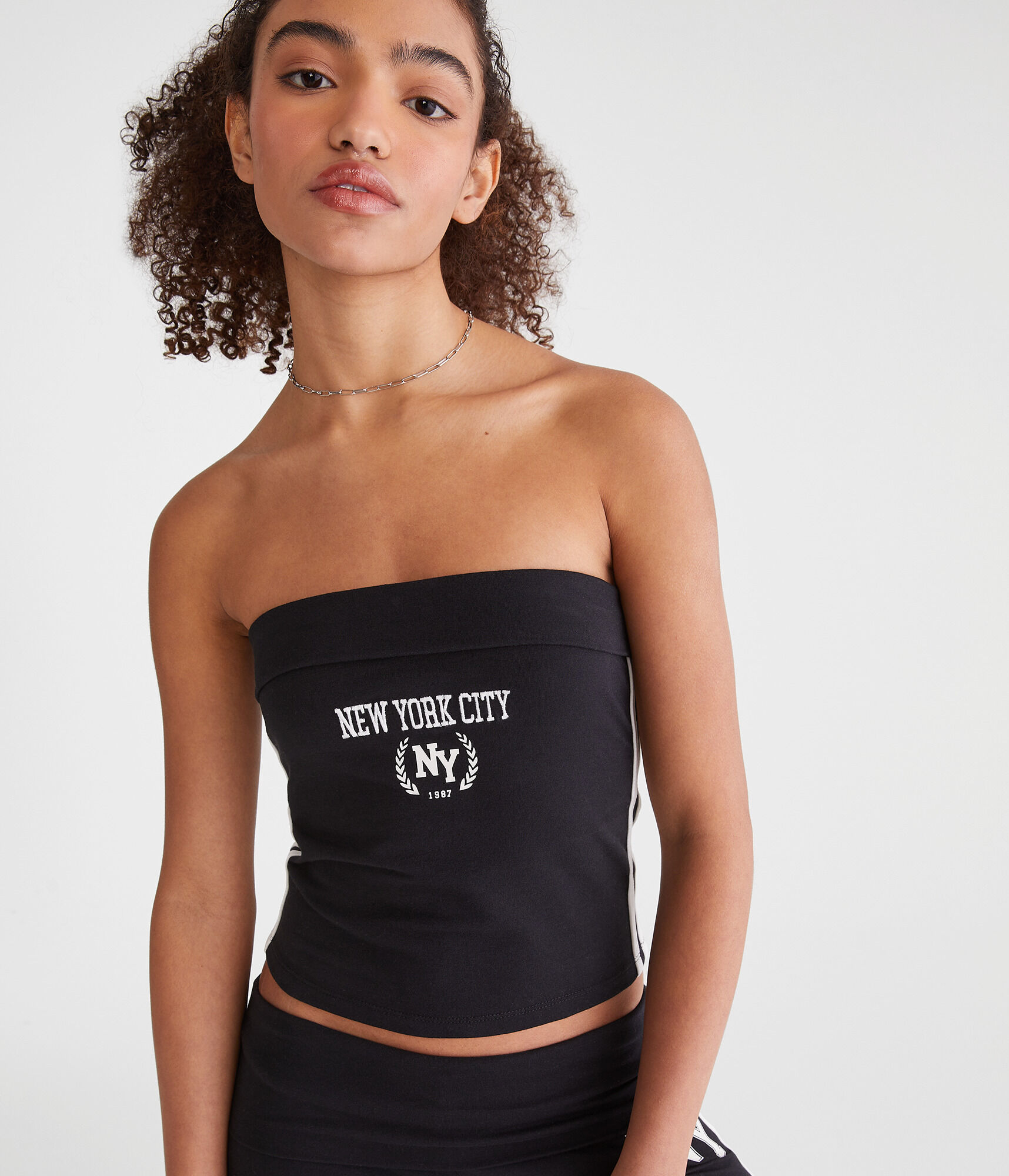 New York City Fold-Over Graphic Tube Top
