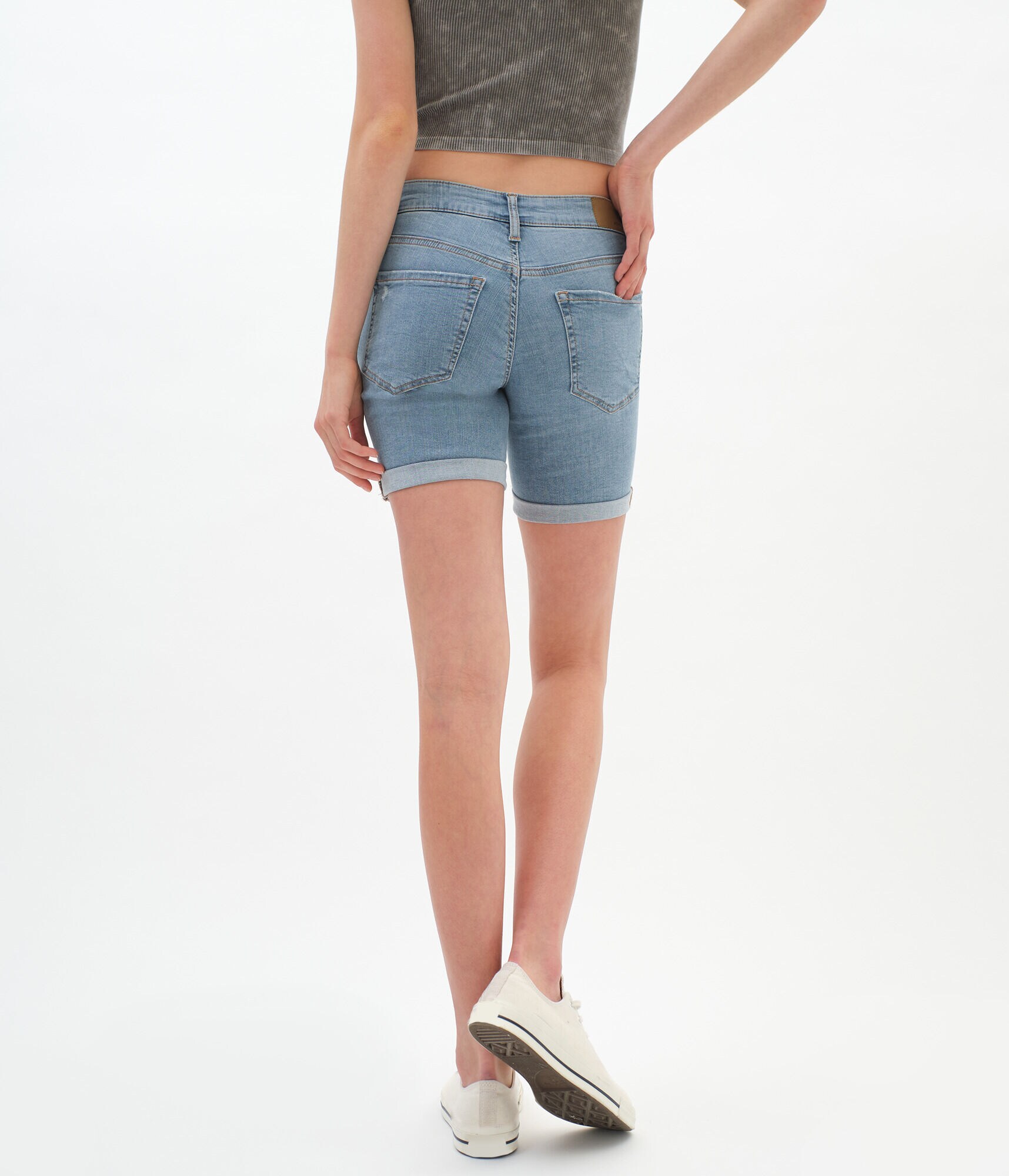 Premium Seriously Stretchy Mid-Rise Denim Bermuda Shorts***