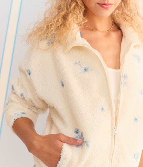 Demetra for Aero Floral Full-Zip Sherpa Jacket Demetra for Aero Floral Full-Zip Sherpa Jacket