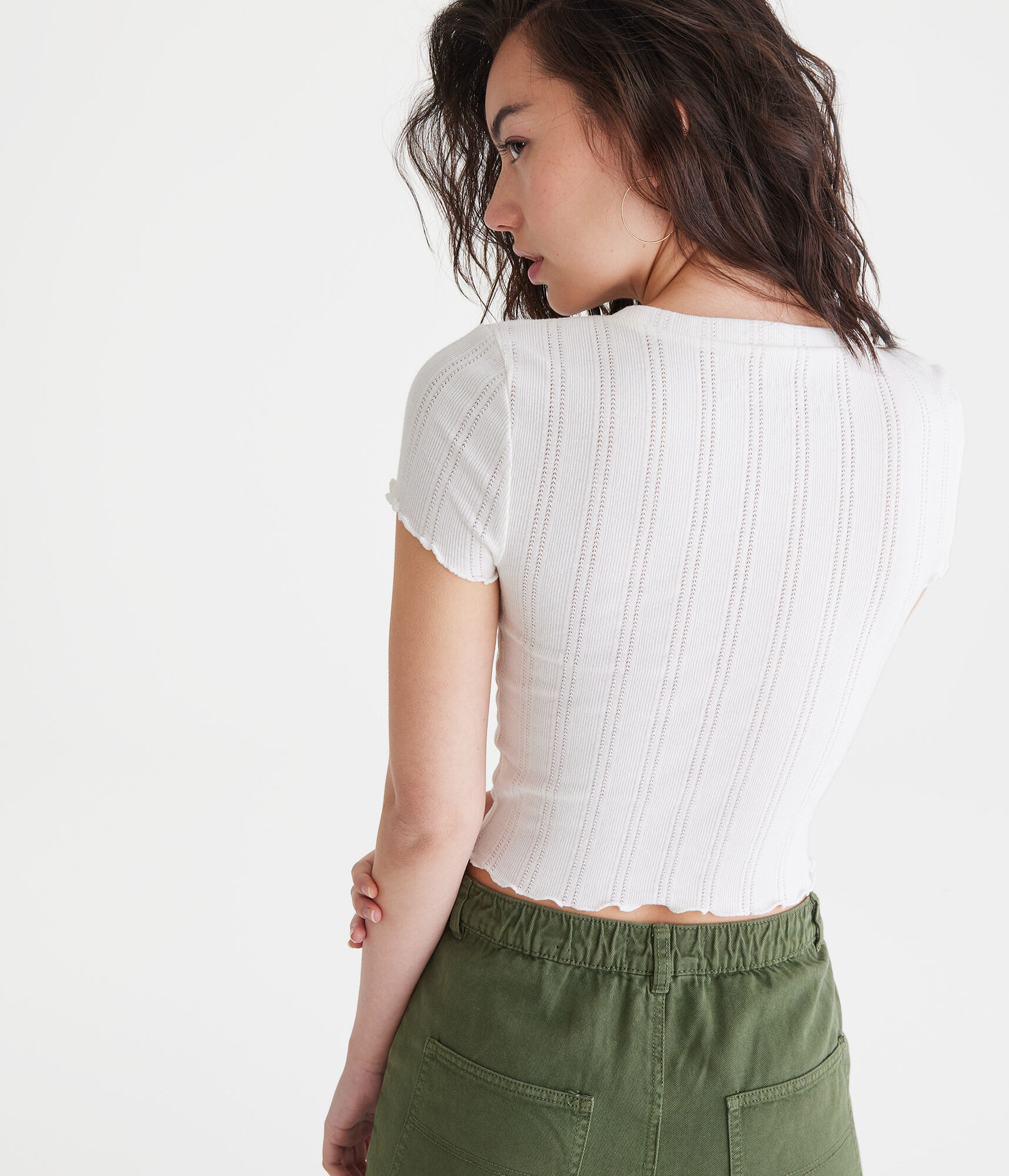 Pointelle Shrunken Tee