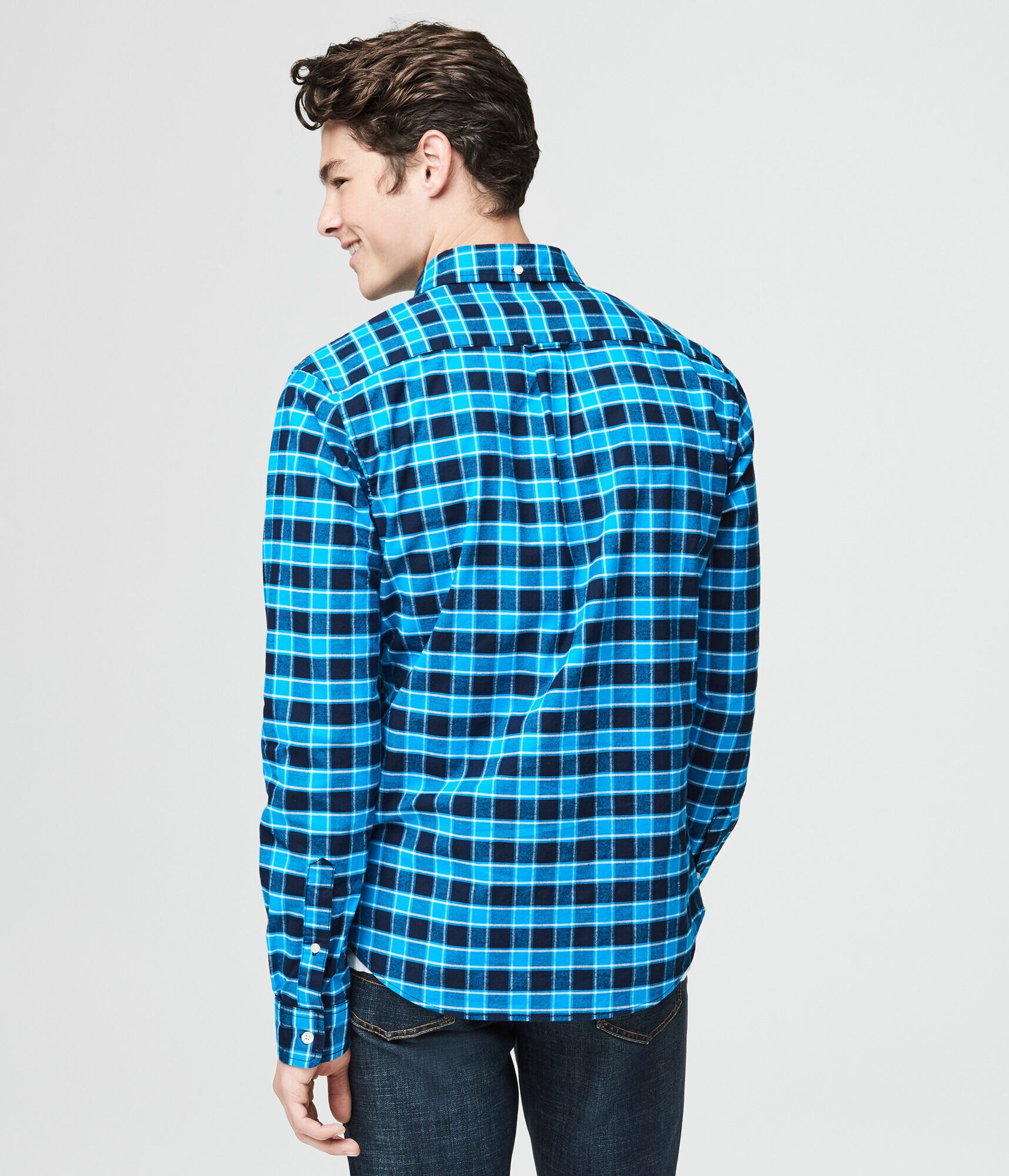 Long Sleeve Check Stretch Oxford Woven Shirt