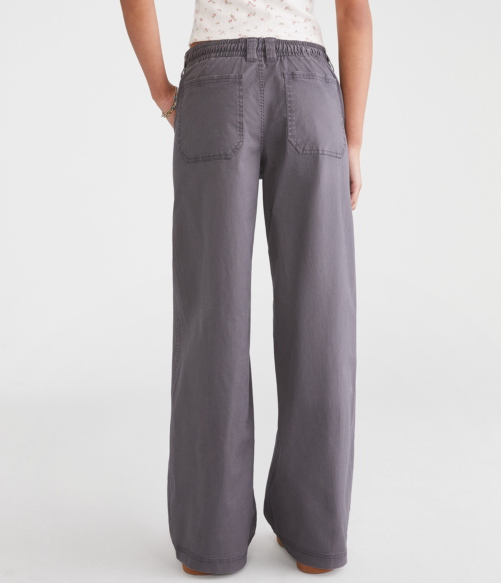 Low-Rise Twill Wide Leg Pants