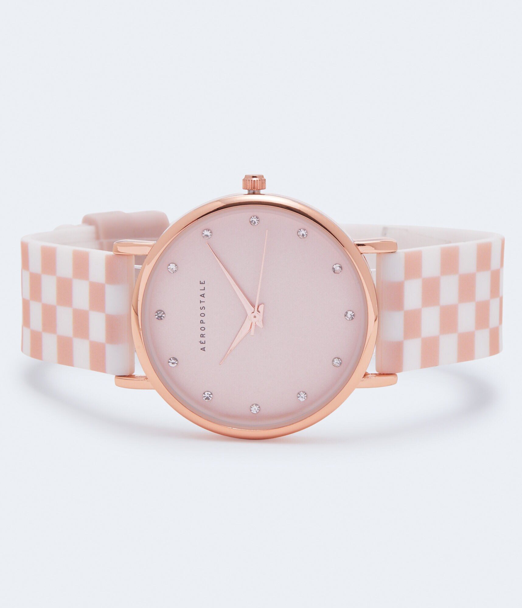 Analog Checkered Rubber Strap Watch