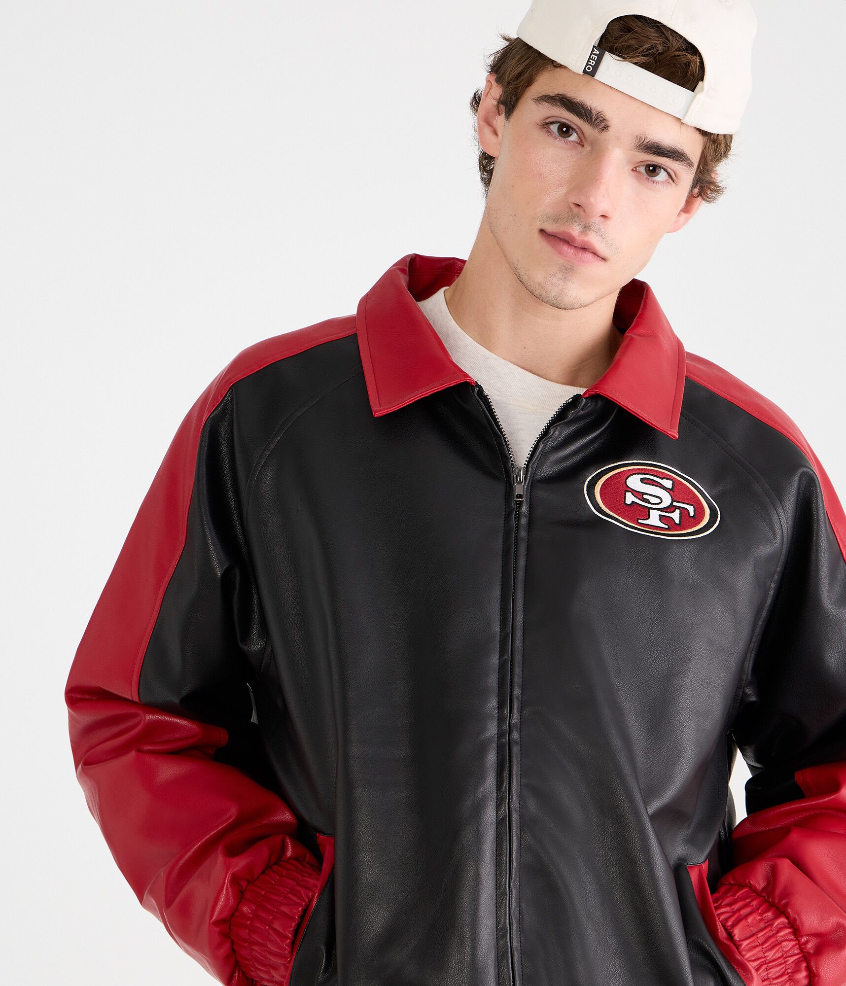 San Francisco 49ers Faux Leather Full-Zip Jacket