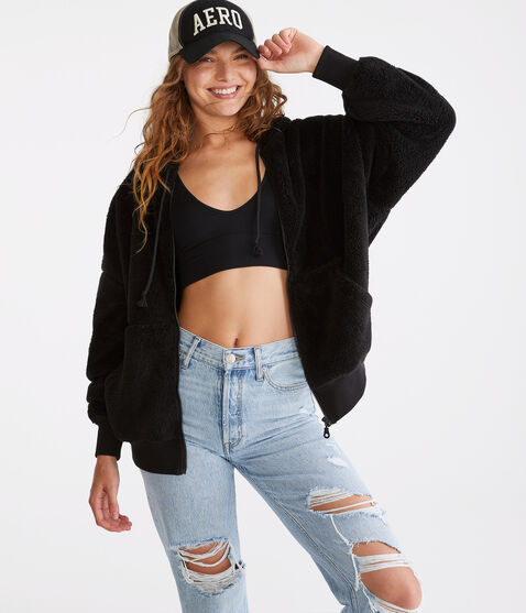 Sherpa Oversized Full-Zip Hoodie