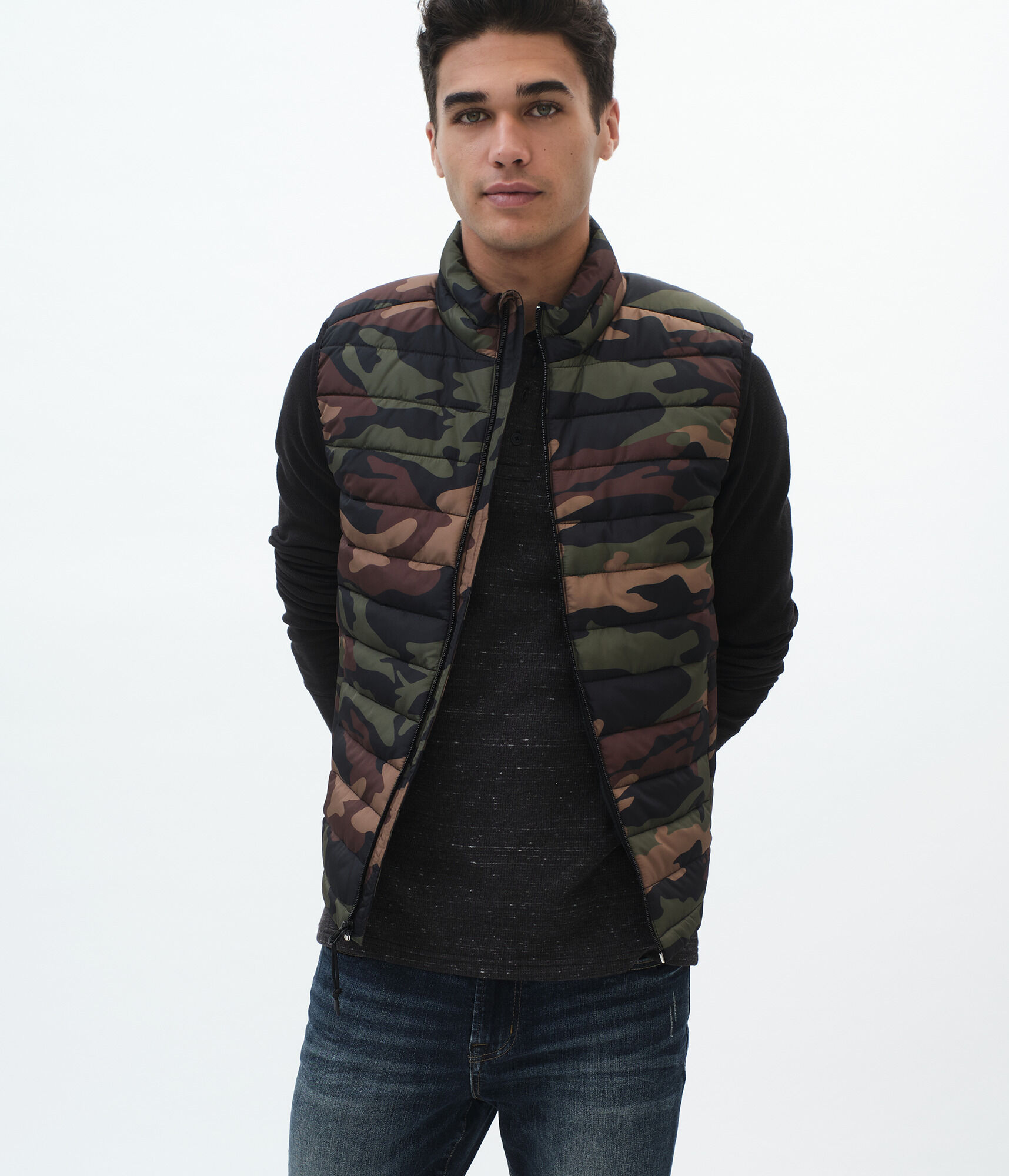 Camo Quilted Puffer Vest