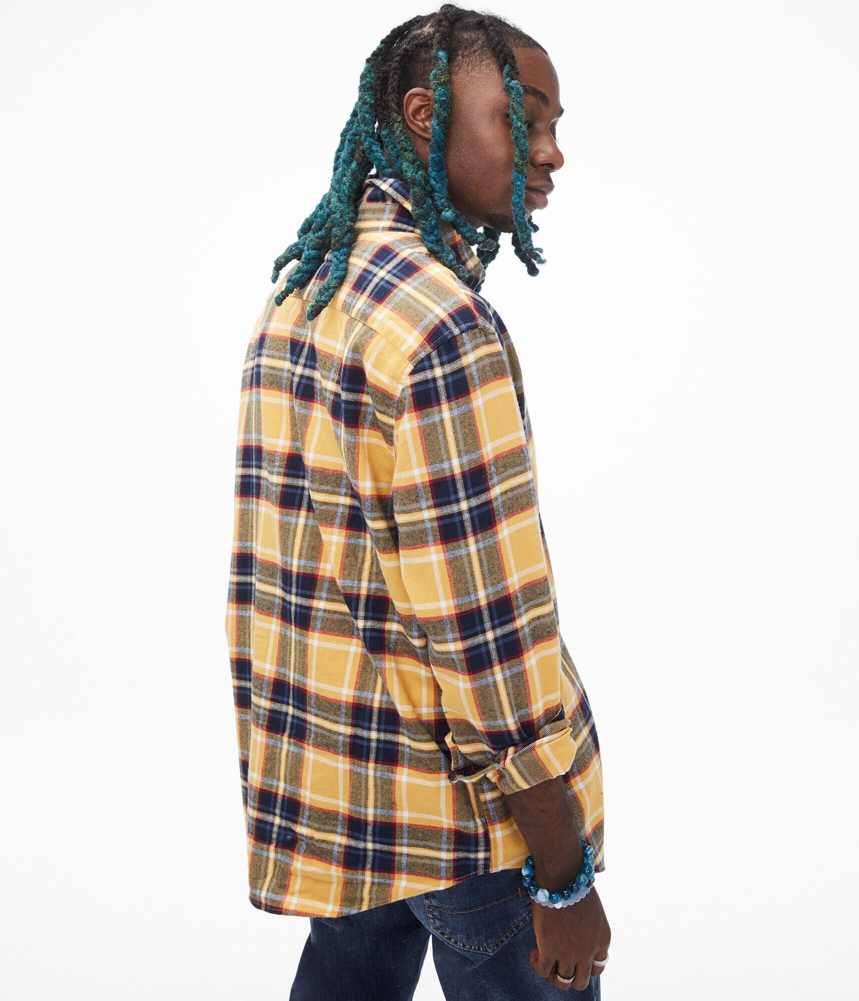 Long Sleeve Plaid Button-Down Shirt