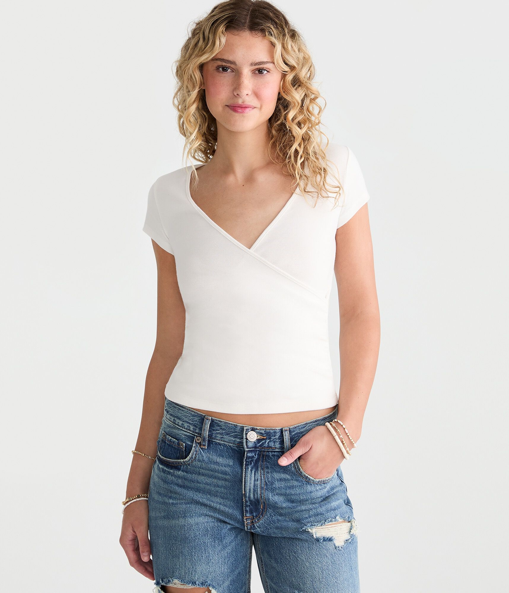 Seriously Soft Wrap-Front V-Neck Tee