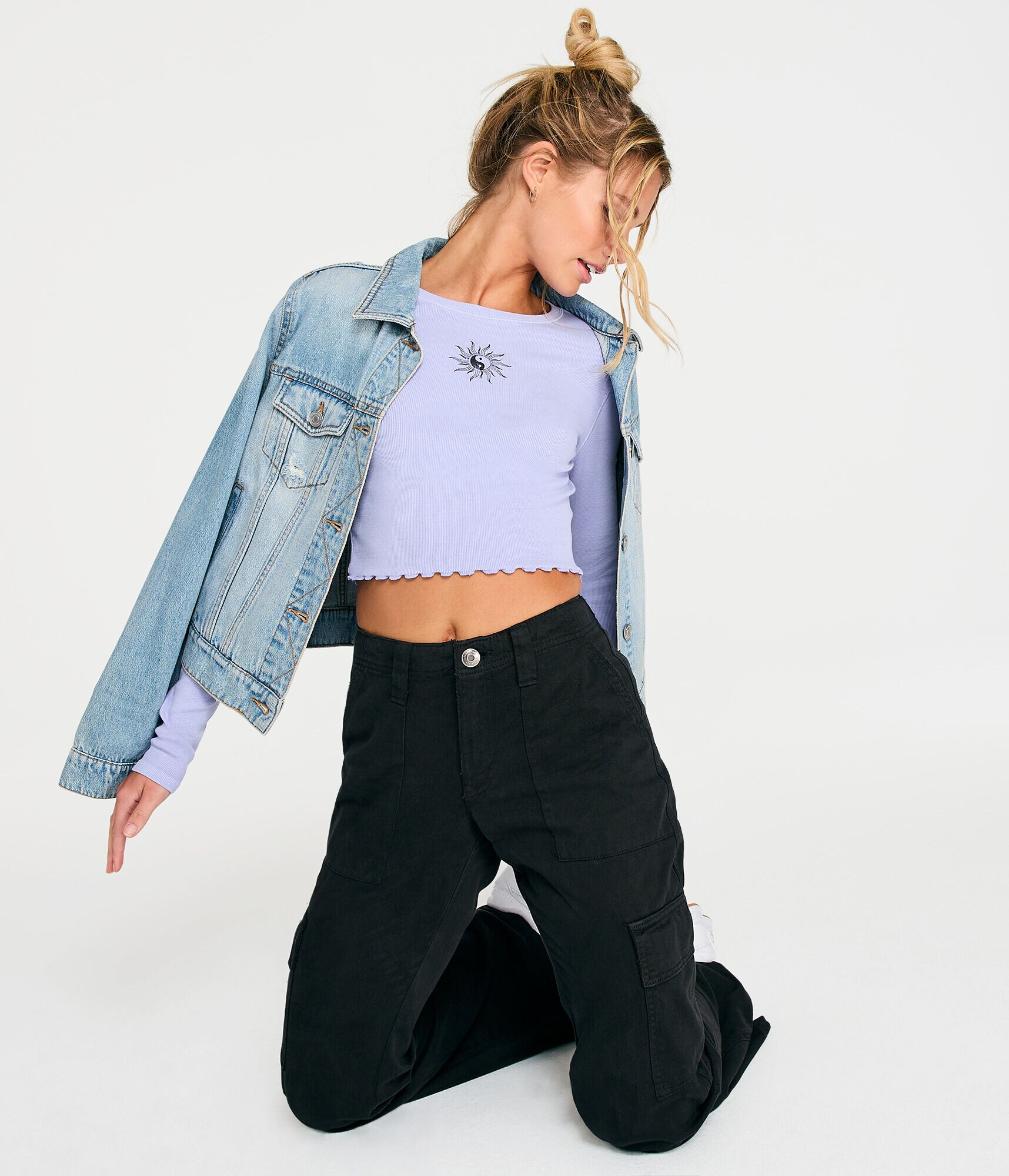 Long Sleeve Seriously Soft Yin Yang Cropped Baby Tee