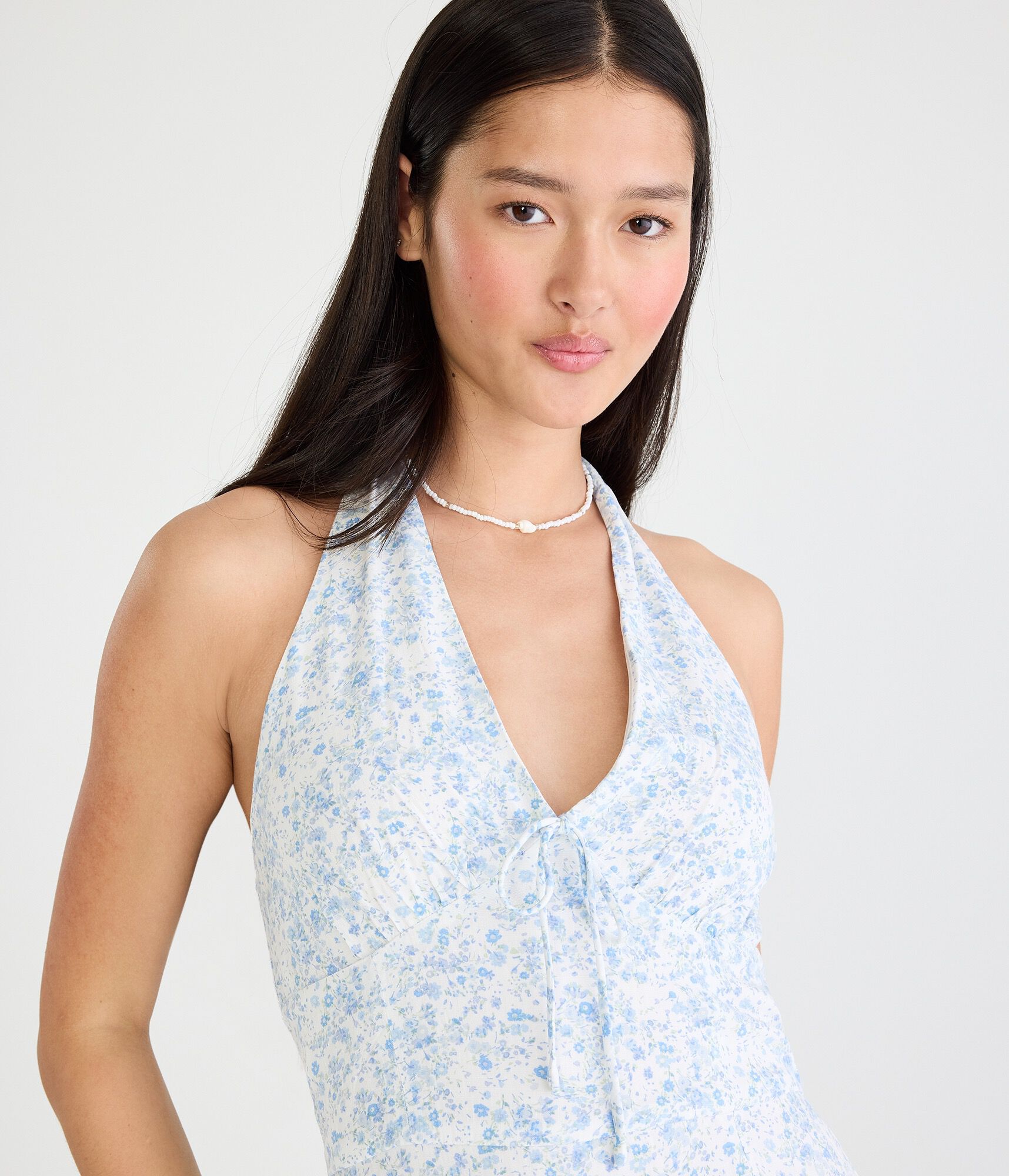 Floral V-Neck Halter Maxi Dress