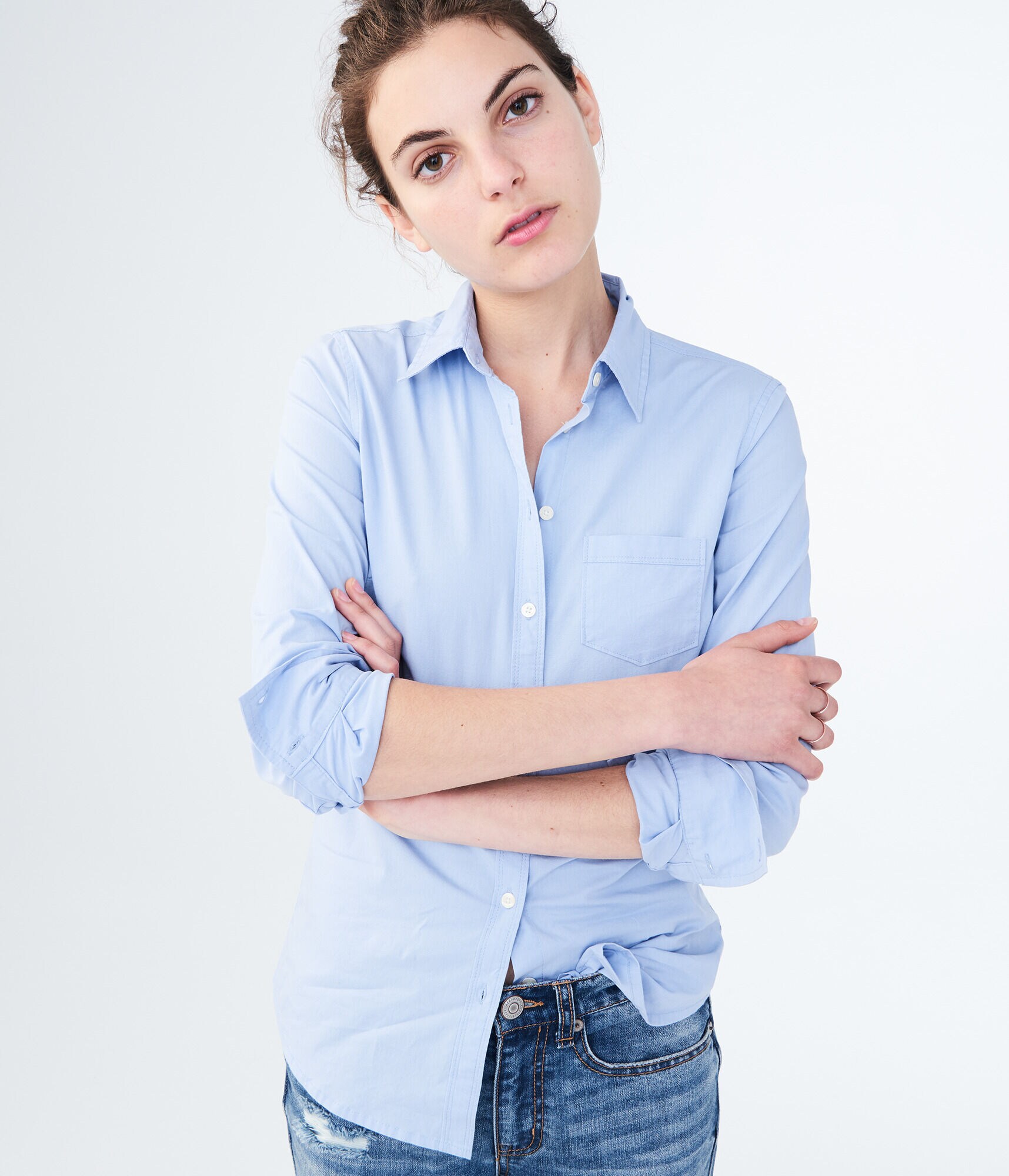 Long Sleeve Poplin Button-Down Shirt