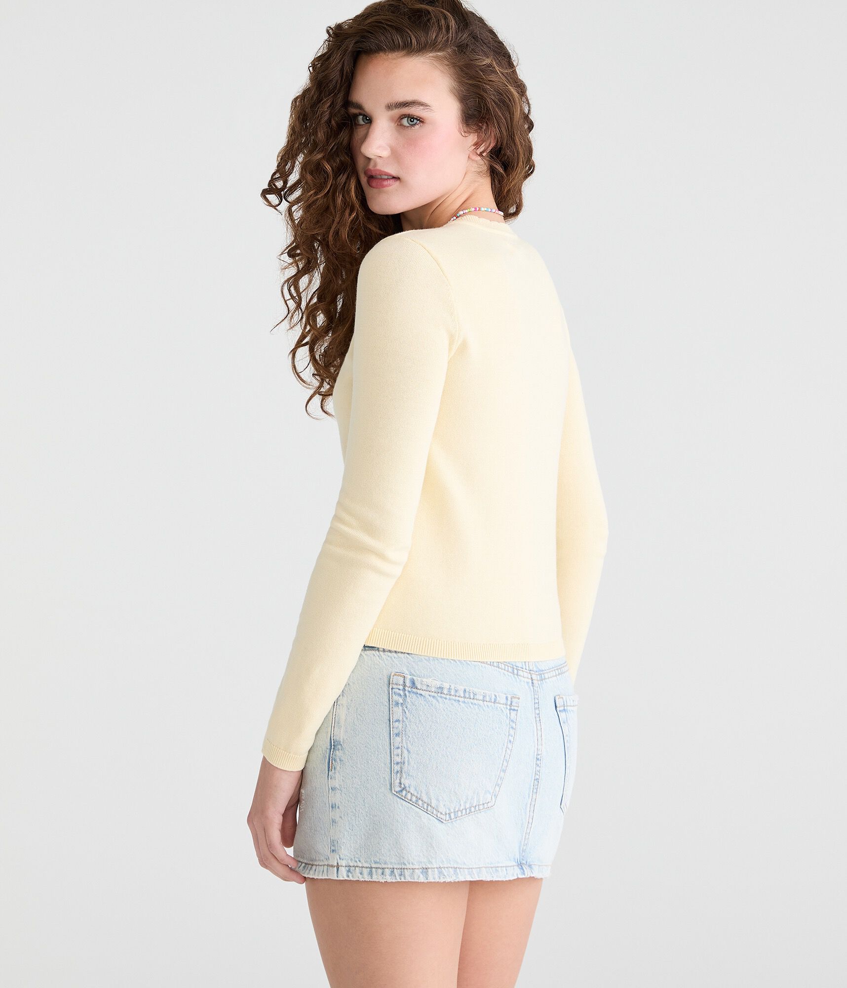 Scalloped Crew Cardigan