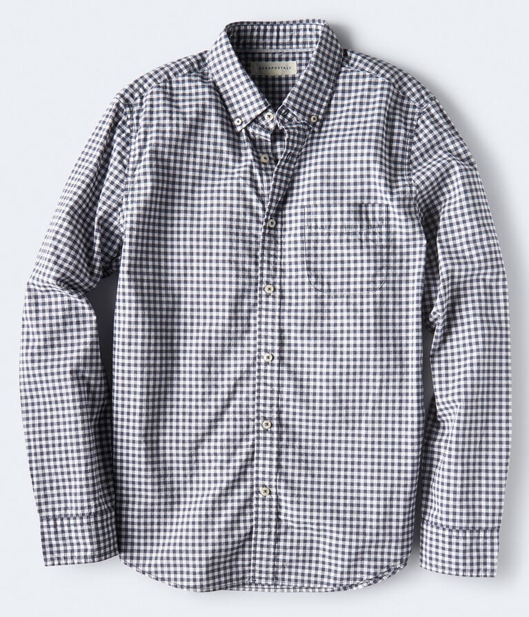 Long Sleeve Gingham Woven Shirt