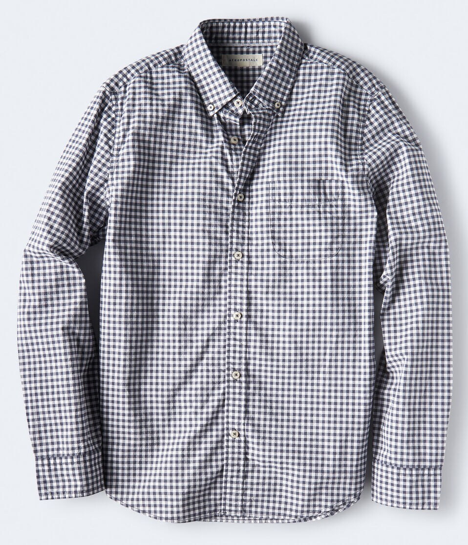 Long Sleeve Gingham Woven Shirt