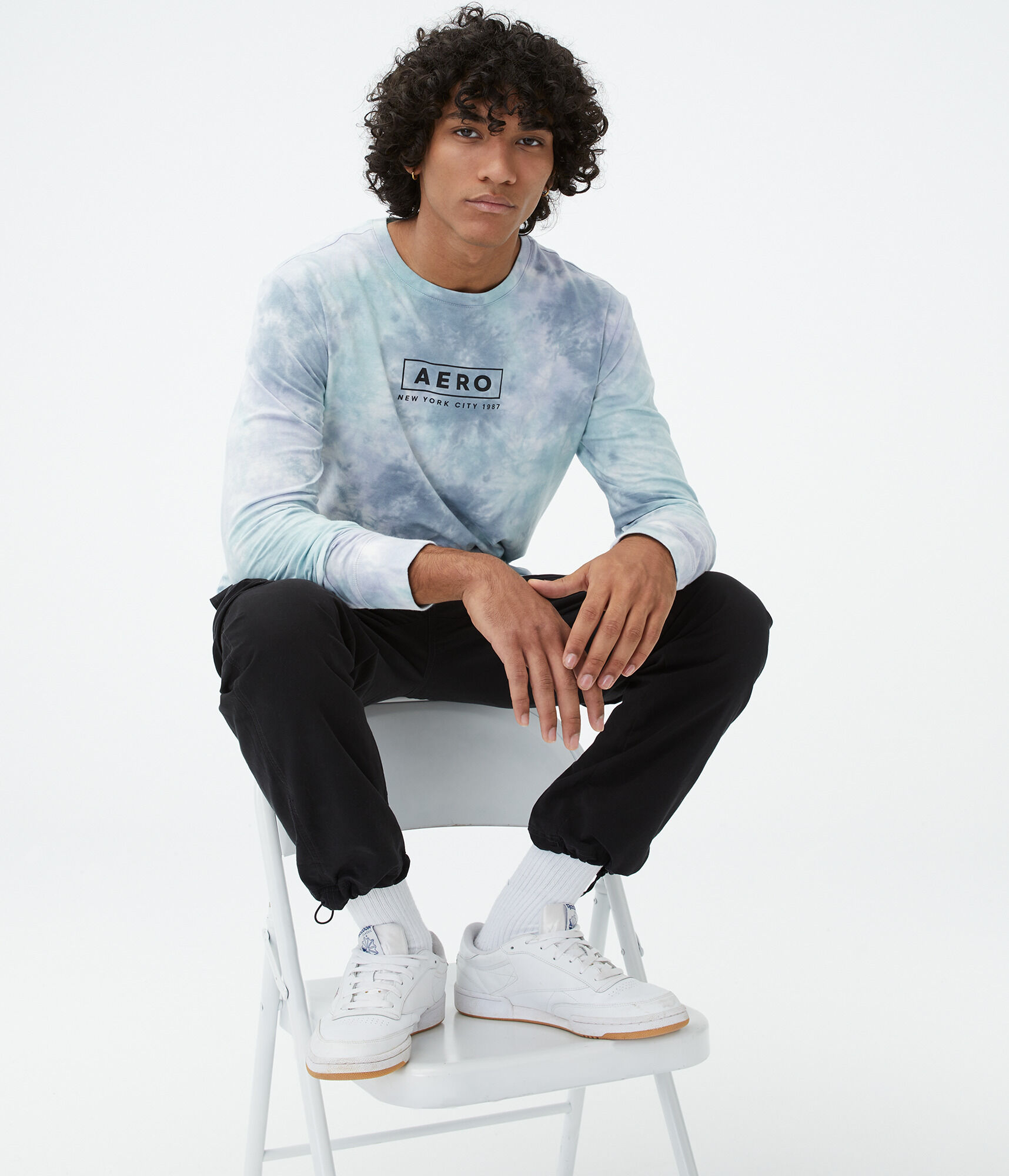 Long Sleeve Aero Box Logo Tie-Dye Graphic Tee