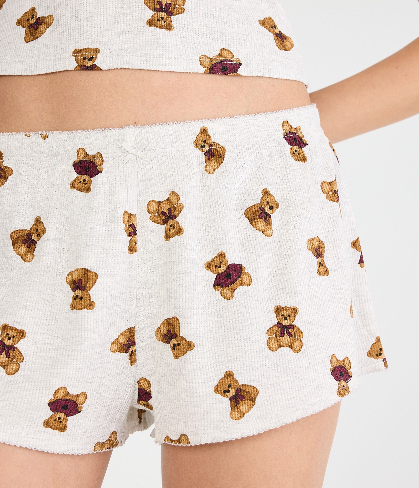 Teddy Bear Waffle Sleep Shorts