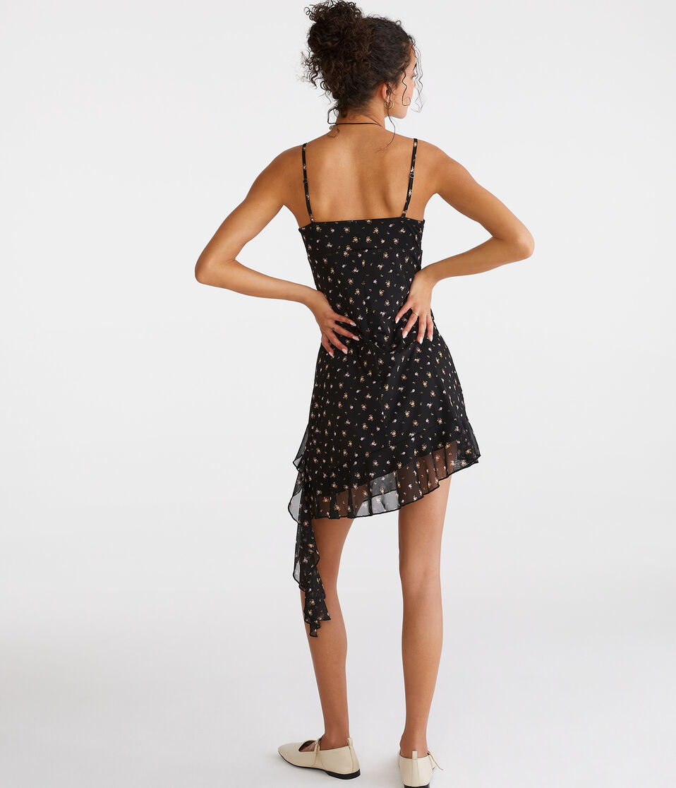 Floral Butterfly Square-Neck Asymmetrical Bodycon Dress Floral Butterfly Square-Neck Asymmetrical Bodycon Dress