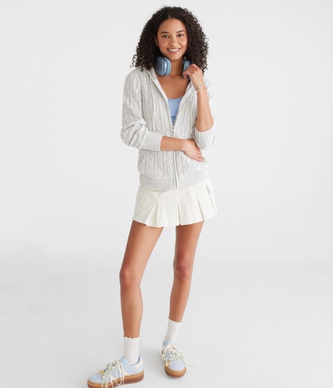 Hooded Full-Zip Cable Cardigan Hooded Full-Zip Cable Cardigan