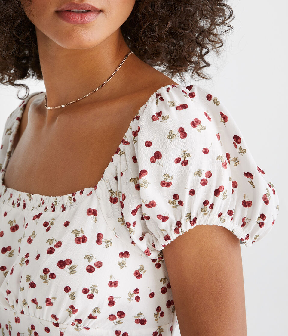 Printed Square-Neck Fit & Flare Mini Dress Printed Square-Neck Fit & Flare Mini Dress