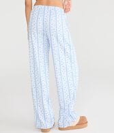 Floral Stripe Pointelle Straight Leg Sleep Pants