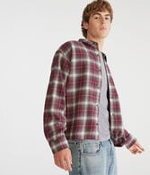 Long Sleeve Plaid Boxy Flannel Shirt