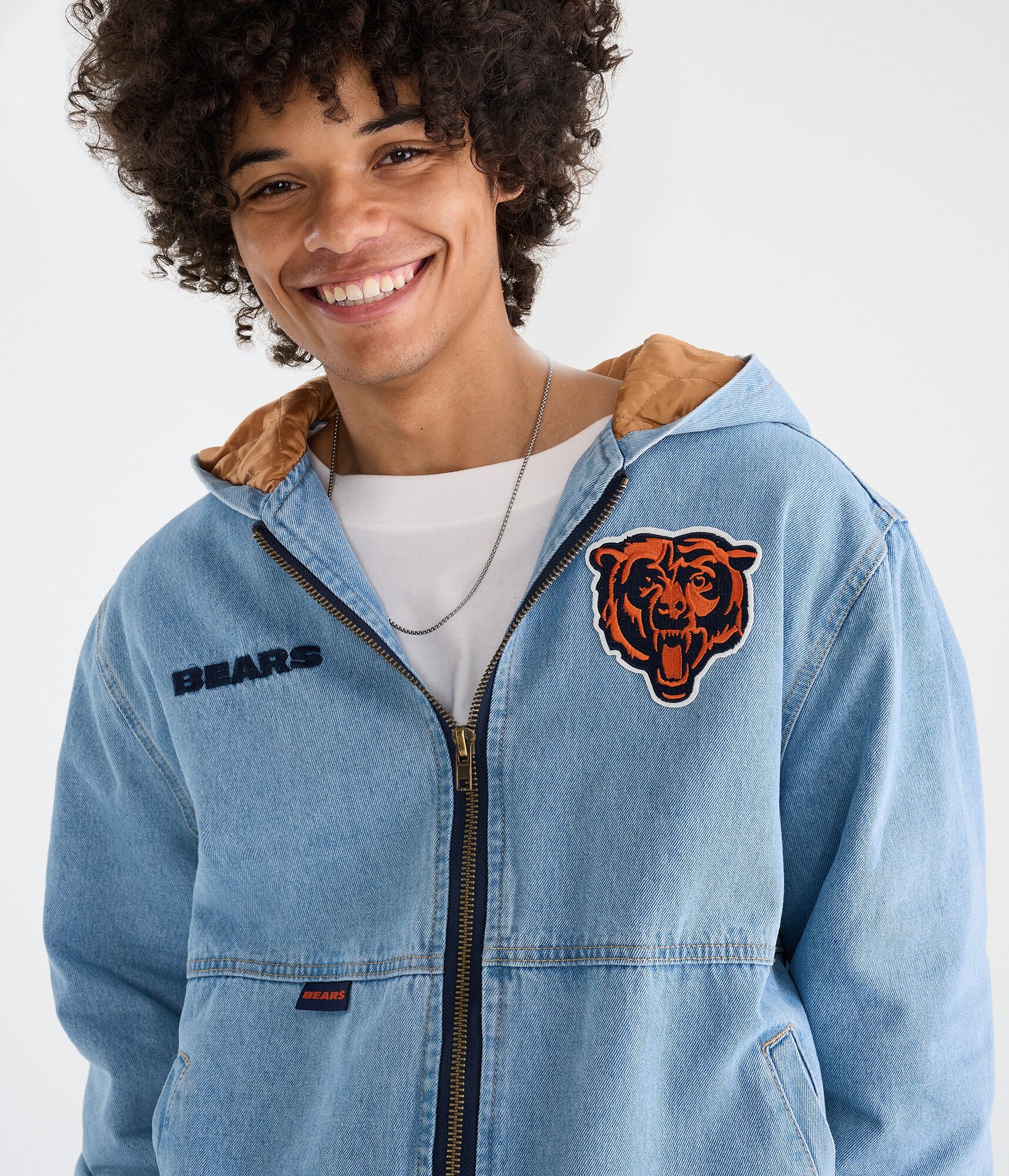 Chicago Bears Full-Zip Hooded Denim Jacket