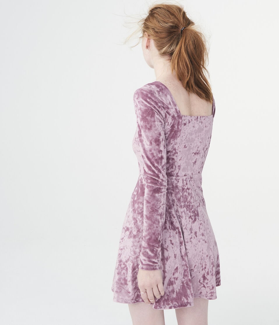 Solid V-Wire Velvet Fit & Flare Dress Solid V-Wire Velvet Fit & Flare Dress
