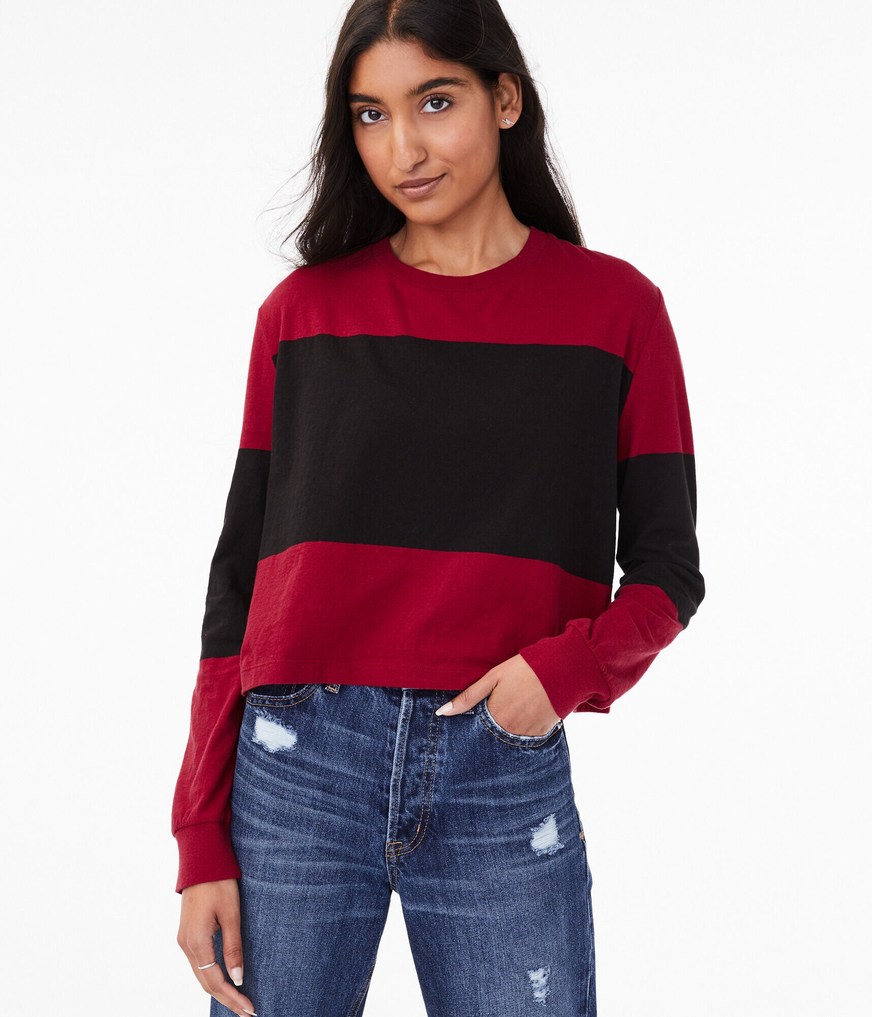 Long Sleeve Striped Tomboy Crew Tee
