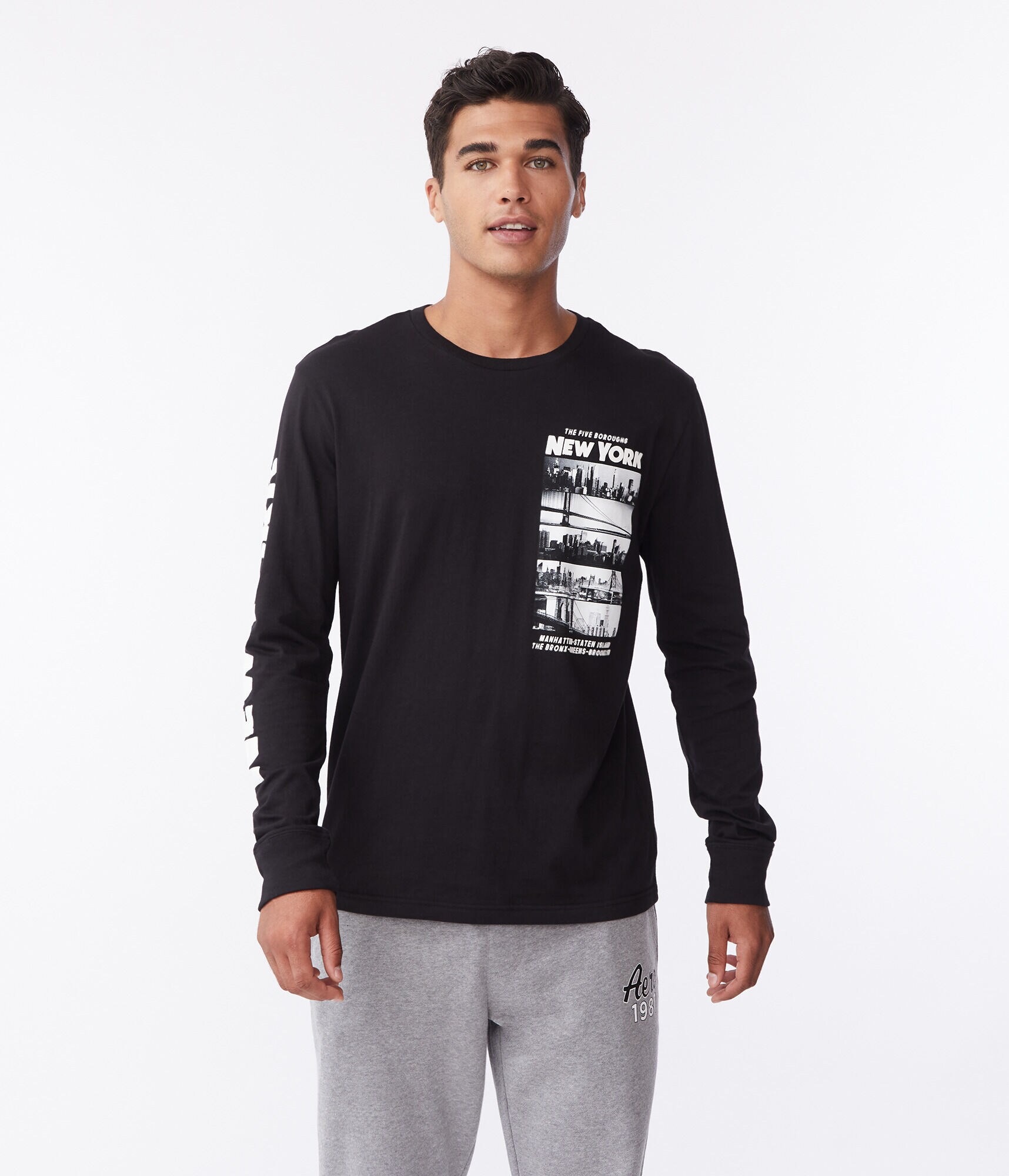Long Sleeve New York Five Boroughs Graphic Tee***