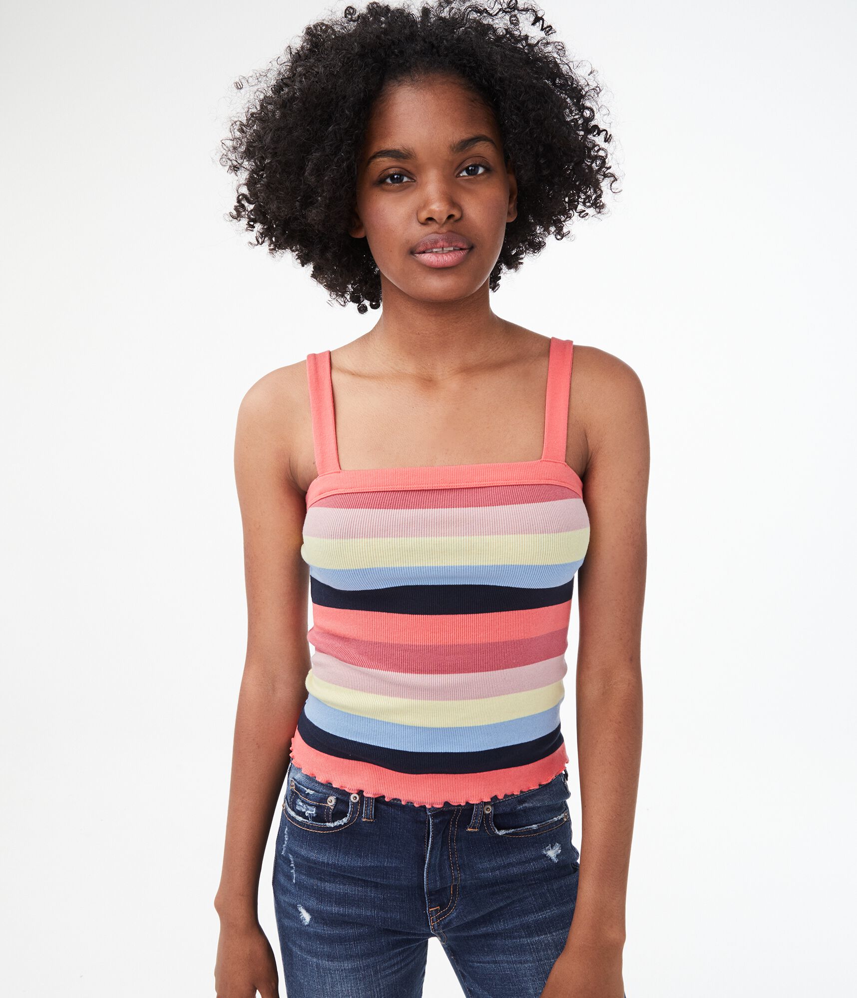 SOFT TANK　704545 Seriously Soft Striped Rib Tank