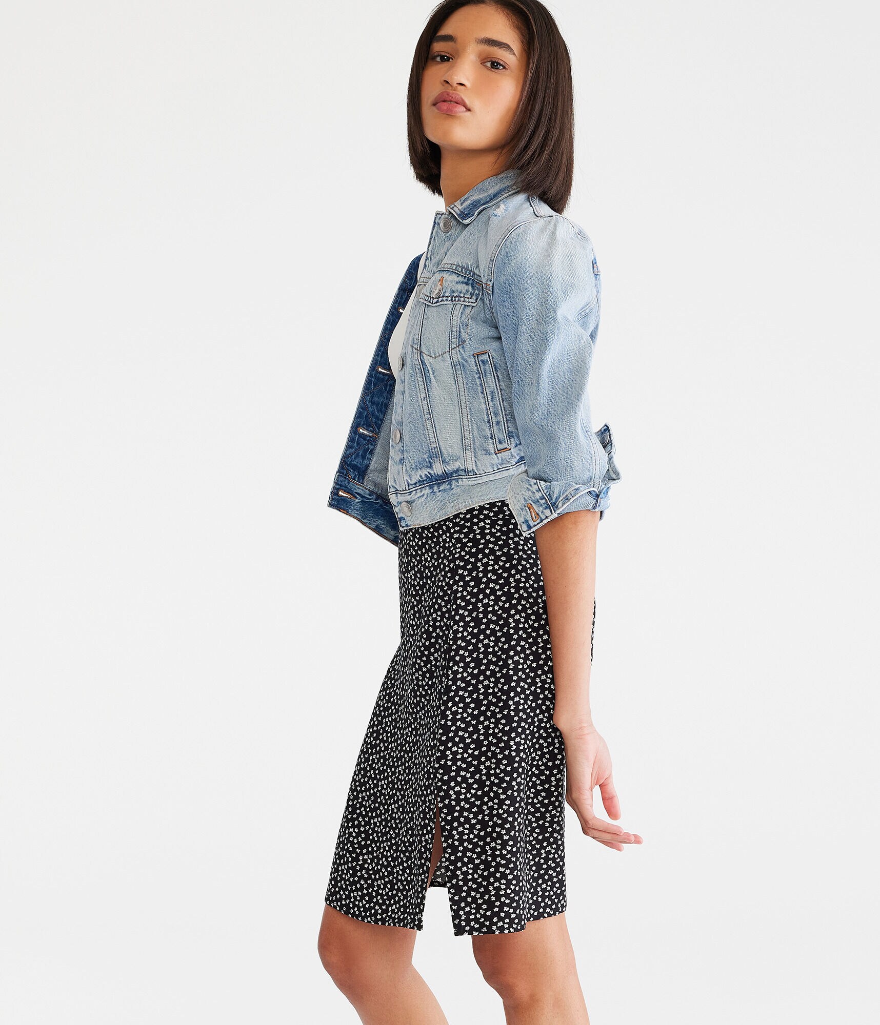 スカート Micro Floral Jacquard High Waisted Skirt Micro Floral Jacquard High Waisted Skirt - white - Mame