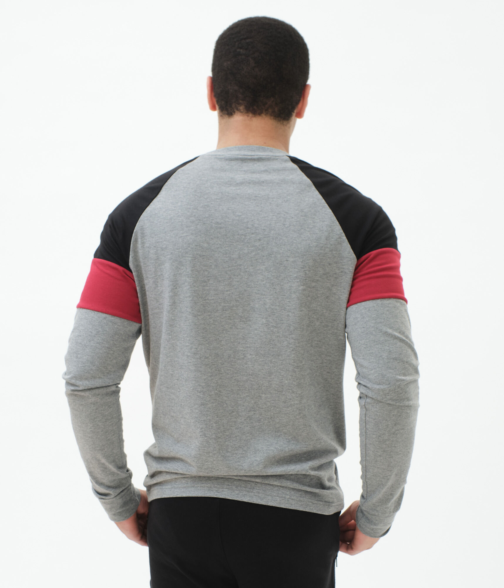 Long Sleeve Box Logo Appliqu&eacute; Colorblocked Stretch Graphic Tee
