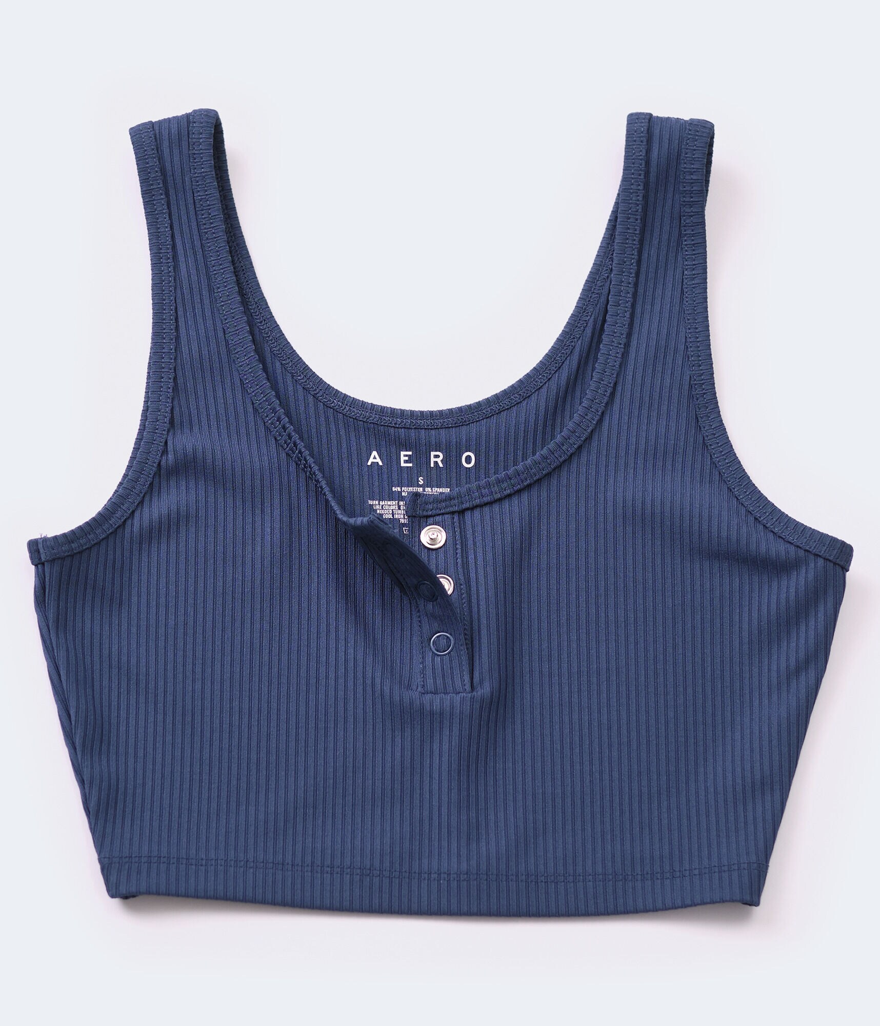 Ribbed Henley Cropped Tank