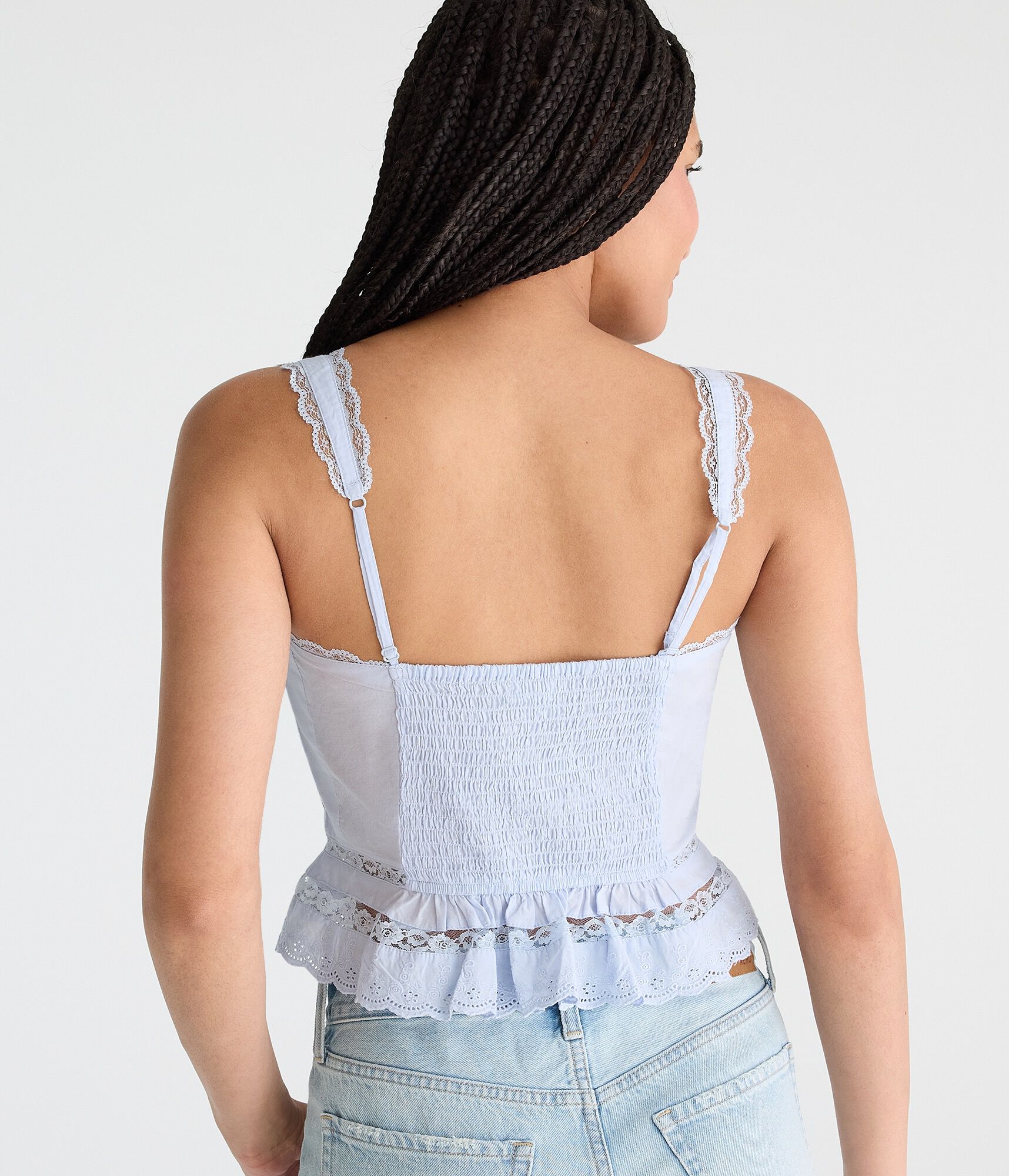 Floral Lace Cropped Peplum Top