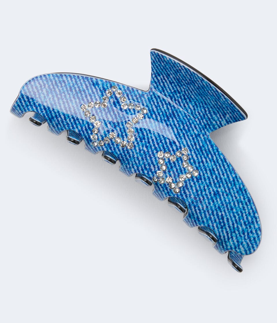 Rhinestone Denim Claw Hair Clip