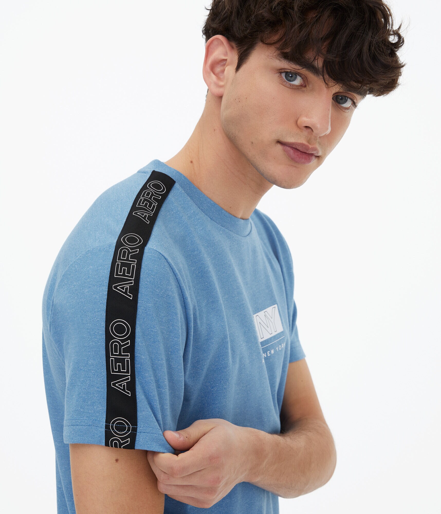 Grid Logo Sleeve Tape Stretch Graphic Tee