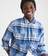 Long Sleeve Relaxed Washed Plaid Flannel Shirt