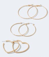 Heart & Circle Hoop Earring 3-Pack