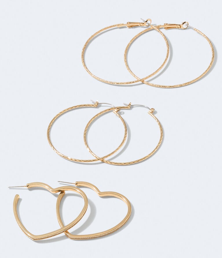 Heart & Circle Hoop Earring 3-Pack