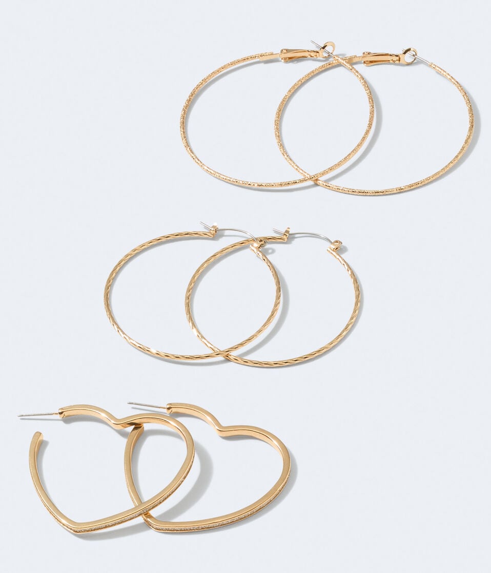 Heart & Circle Hoop Earring 3-Pack