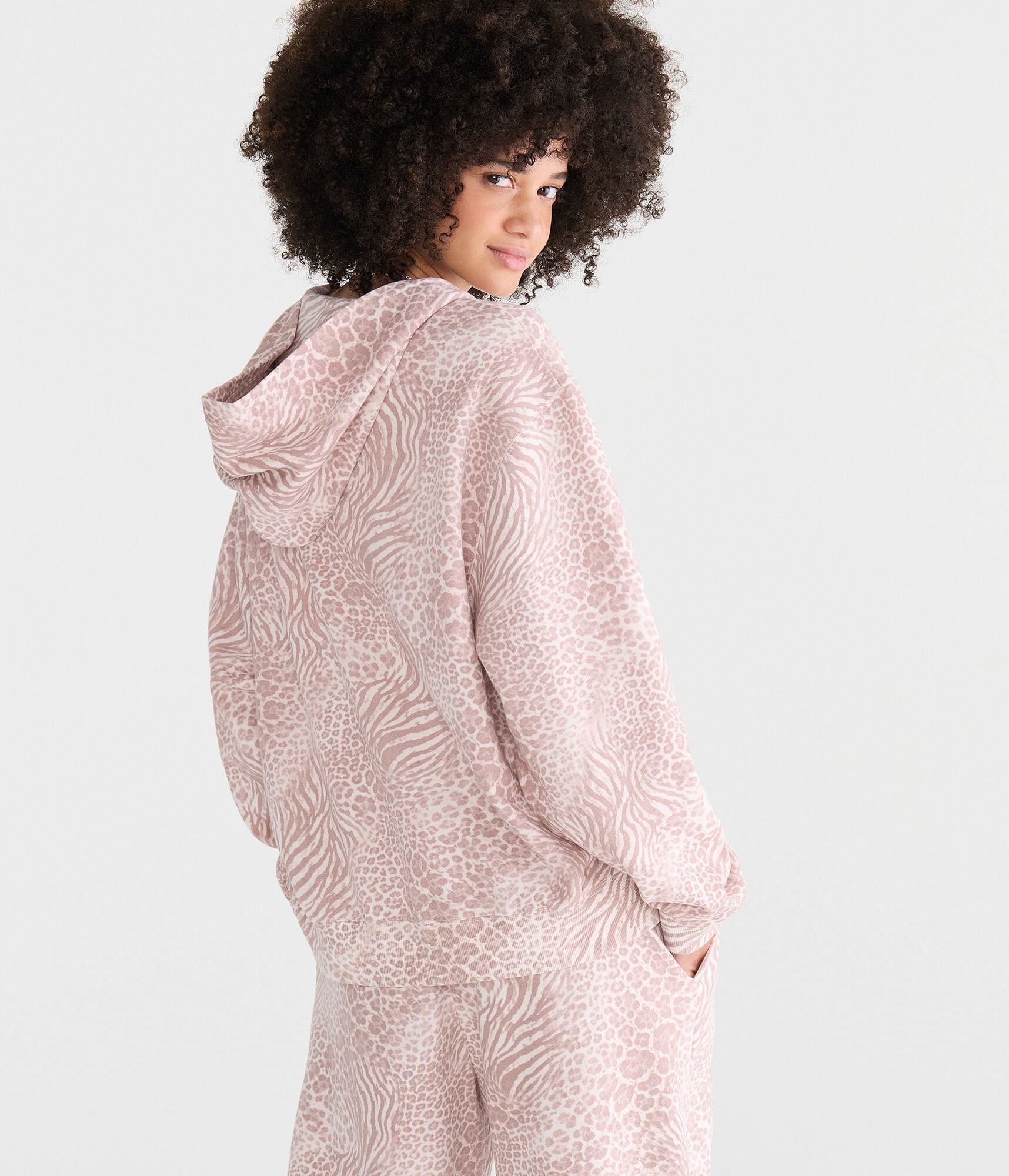Cloud Soft Animal Print Oversized Full-Zip Hoodie