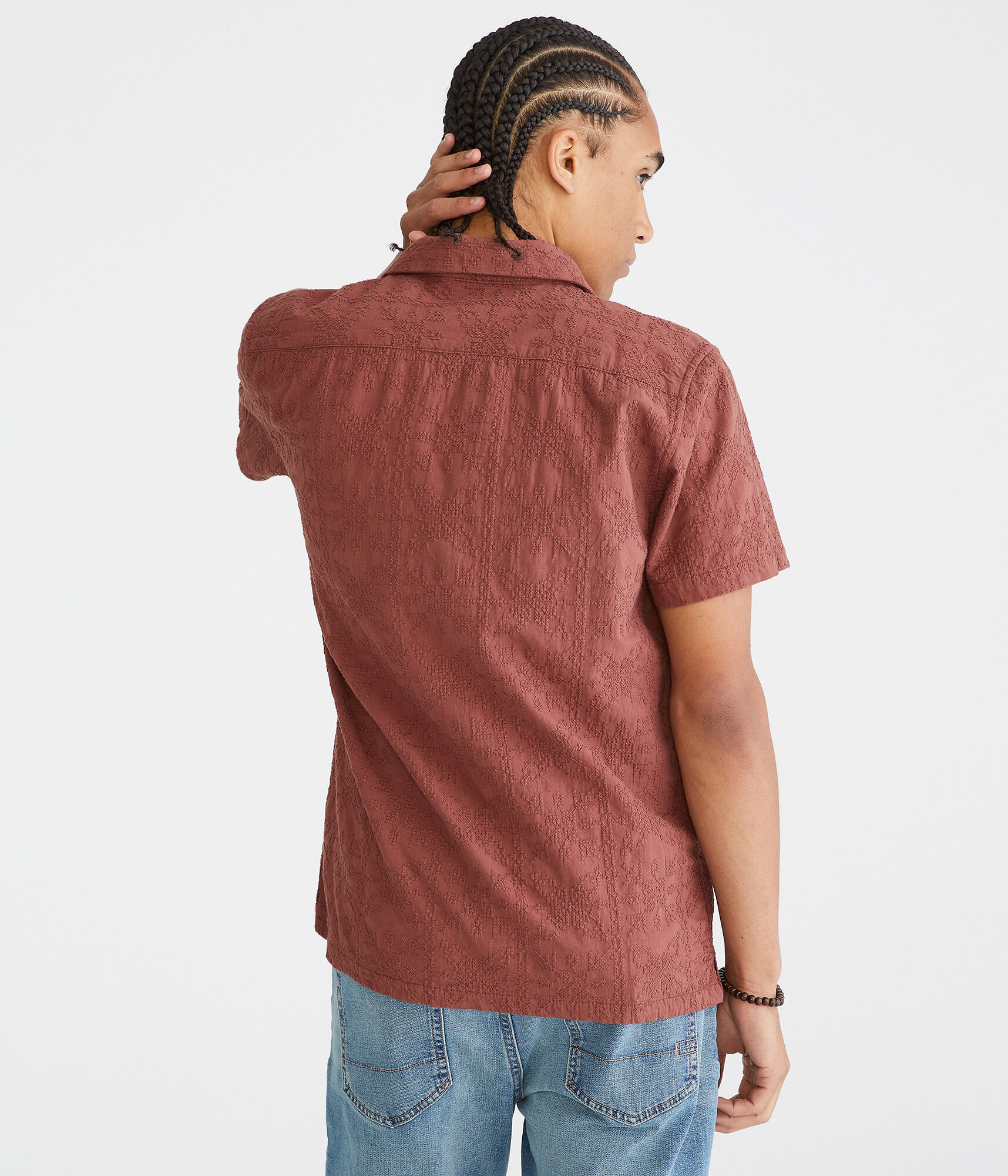 Geometric Stitch Camp Shirt